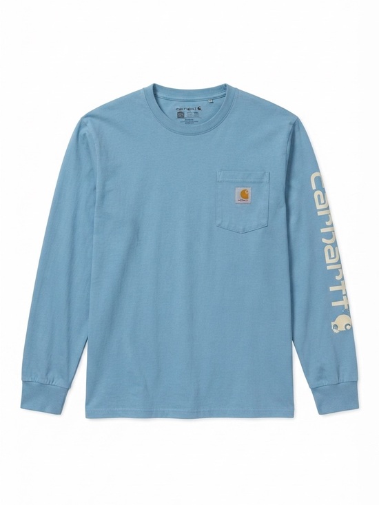 Carhartt Other - Carhartt Michigan Heritage Long Sleeve Pocket T-Shirt Light Blue Boys Medium